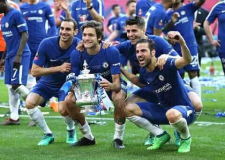 Chelsea FC celebrating their FA Cup victory over Manchester United